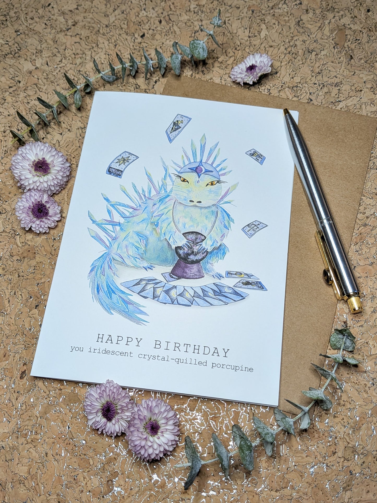 Funny Watercolor Porcupine Birthday Card